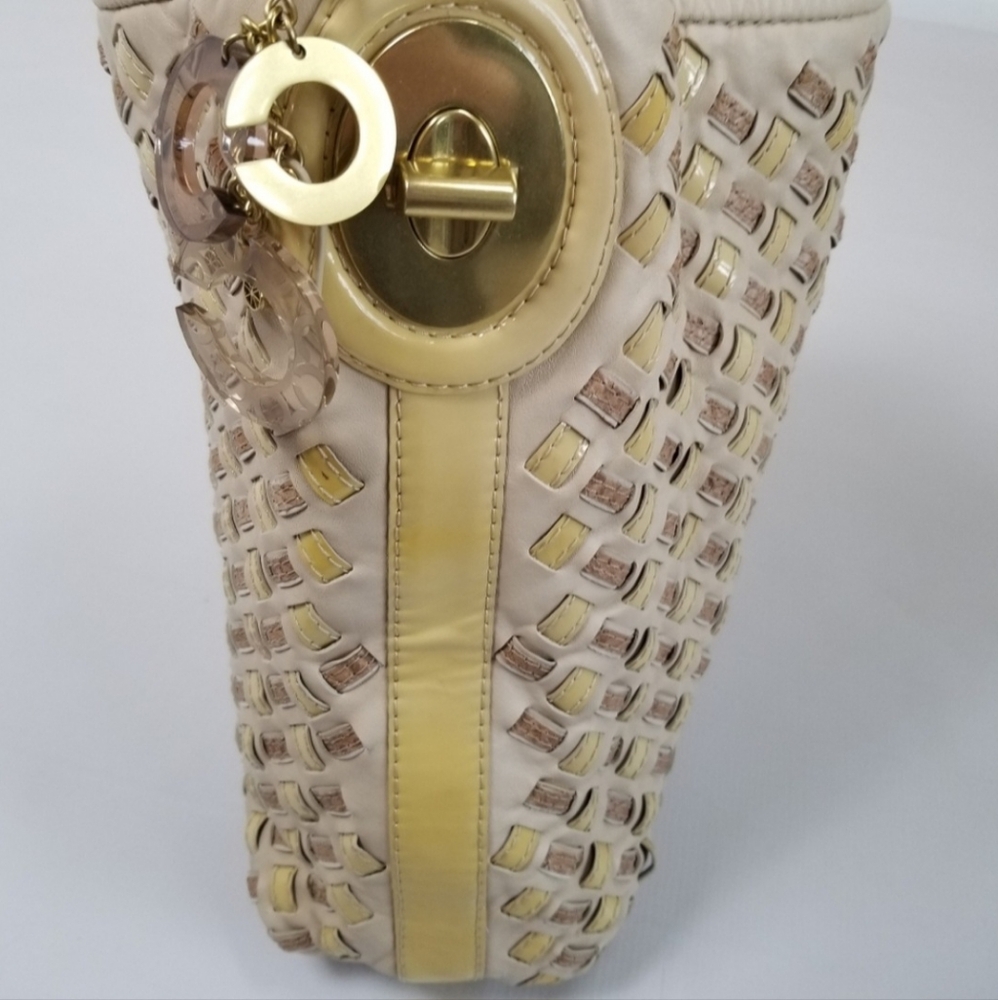 COACH LE PEYTON WOVEN LEATHER LG SHOULDER BAG  Rare! - Picture 9 of 15